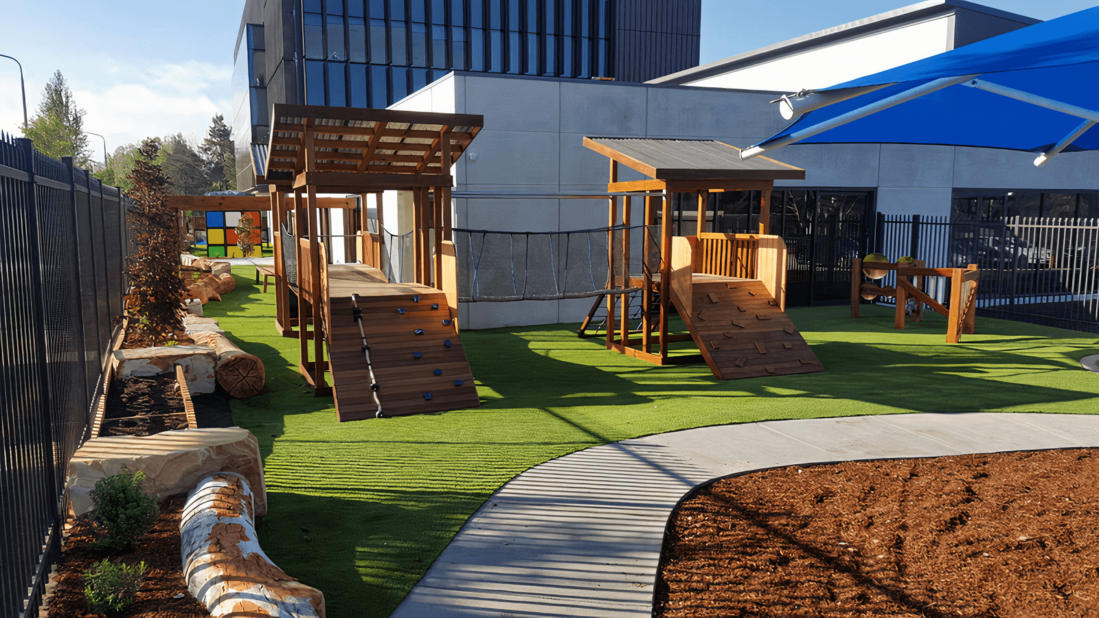 Playground with artificial turf