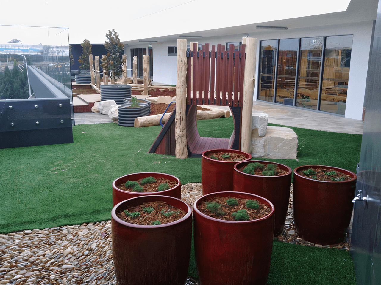 Sensory garden with tactile, olfactory, and visual elements for children with sensory needs